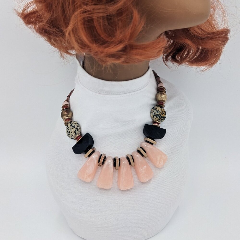 Anthropologie Beaded Boho Statement Fanfare Bib Necklace - Picture 2 of 4